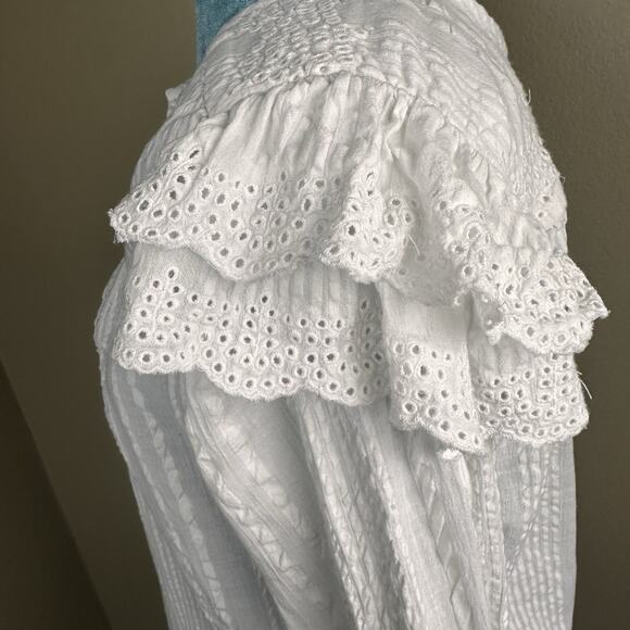 Love Sam Blouse Women M lace, pleats, puffed detailed sleeves Boho Peasant - Picture 13 of 16